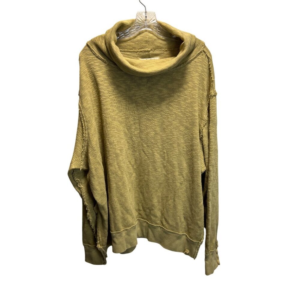 We The Free Loose Knit Cowl Neck Sweater Large Yellow Cotton/Polyester Womens